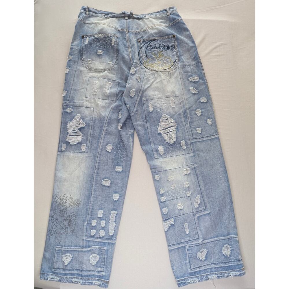 Jaded Gypsy Peace&Love Jeans Distressed Boho Chic Patchwork S/M Coastal Cowgirl - Picture 3 of 16